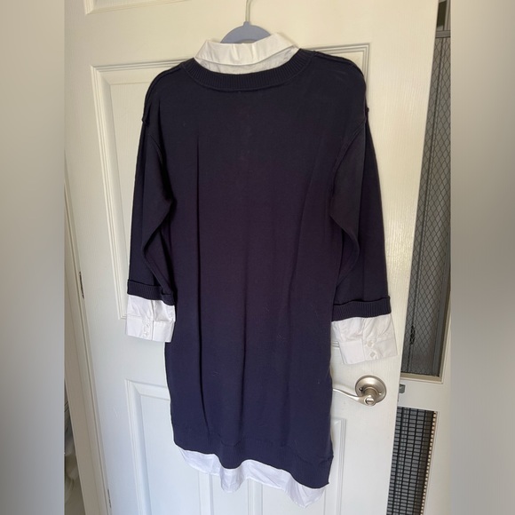 Adorable Venus v-neck layered sweater dress. Navy/white. NWOT. Large. - Picture 4 of 11
